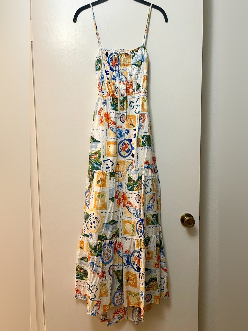 Stitch and Feather - Italian Floral Lemon Print Summer Maxi Dress - NWOT